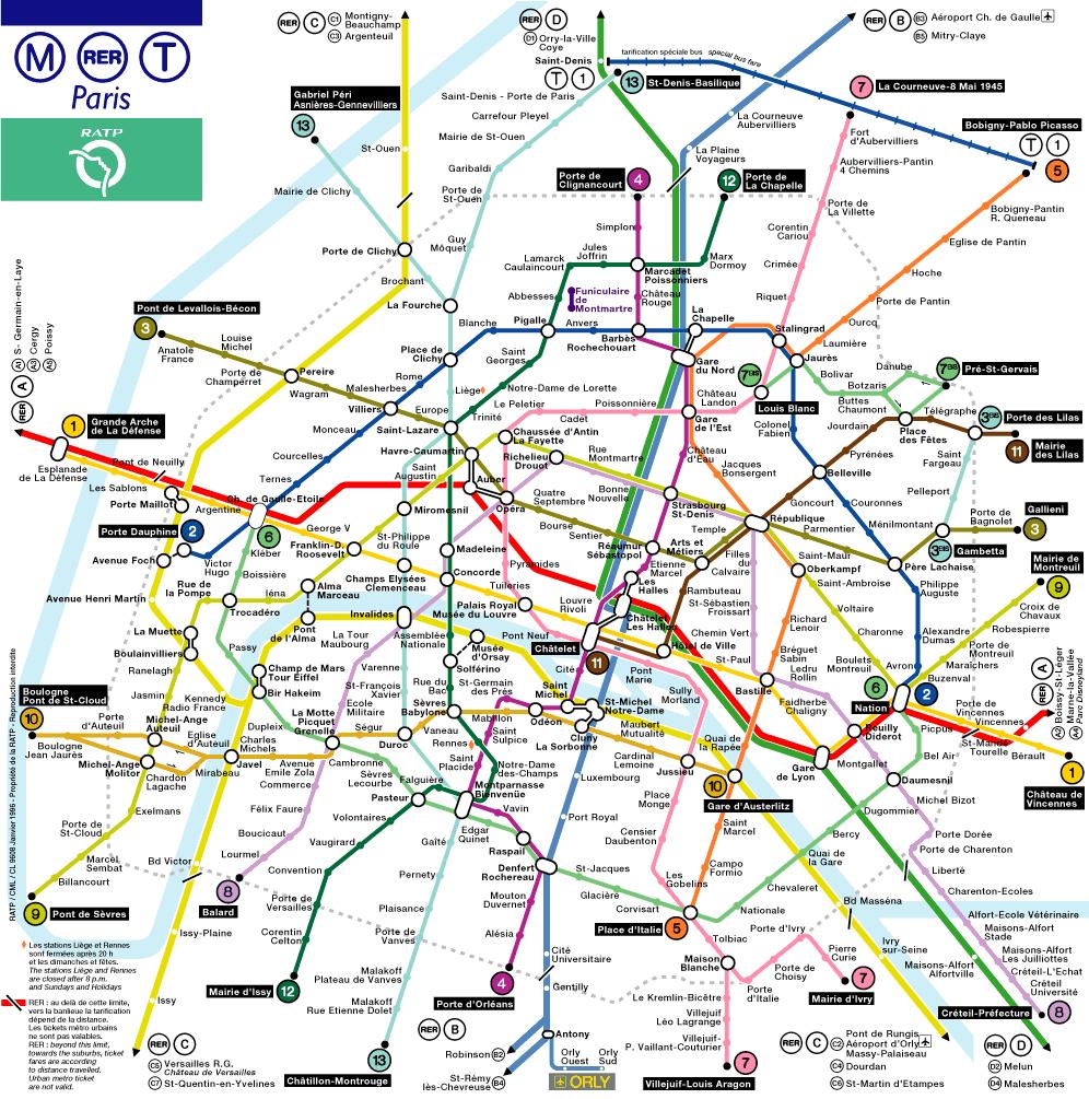 Zoom Plan Metro Paris