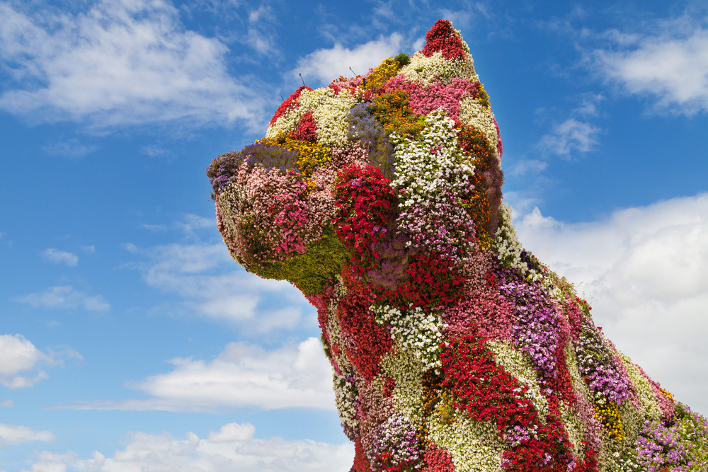 Perro de Flores delante del Guggenheim