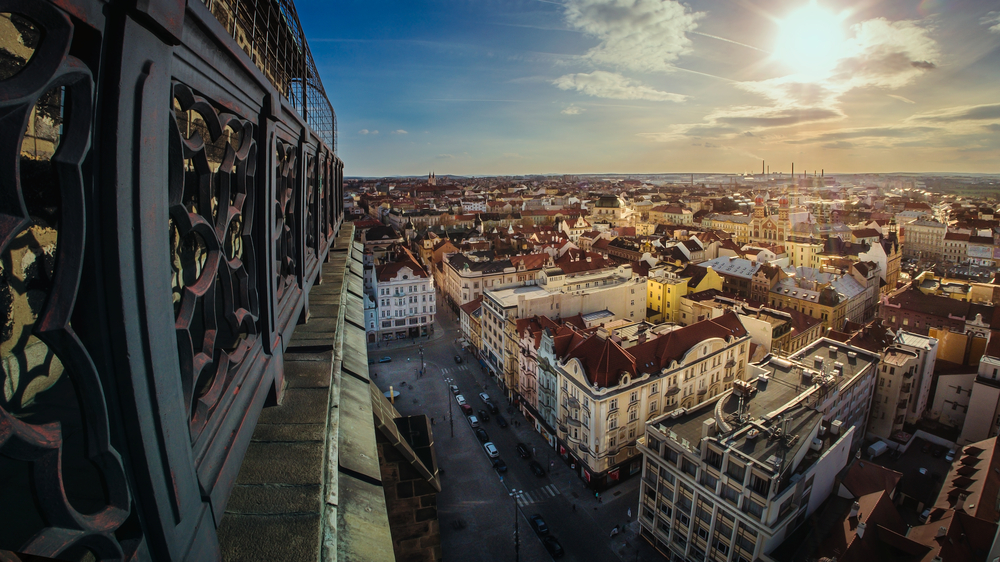 Paisaje urbano de Pilsen, cerca de Praga