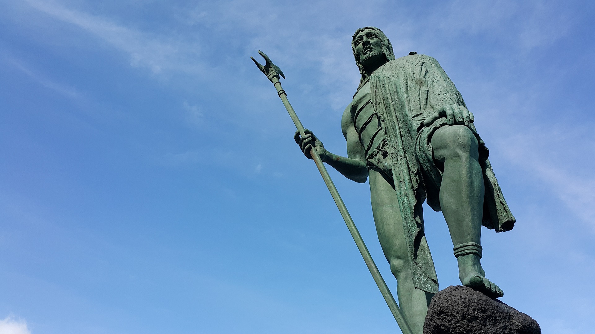 Representación de un guanche en La Candelaria, en Tenerife 